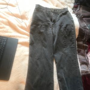 High waisted grey pants. Snug fit.